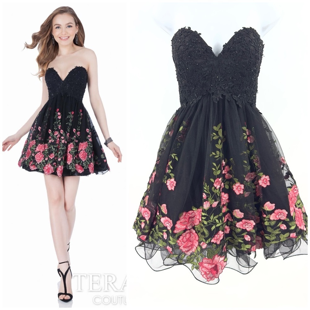 Camille La Vie Formal Dress Womens 0 Floral Homecoming Prom Strapless Fairy